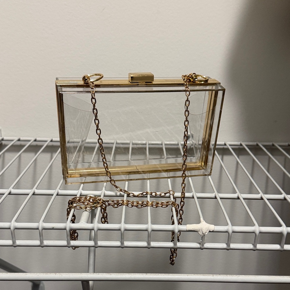 Transparent Gold Frame Clutch Bag